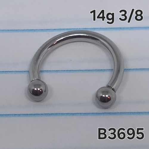 14g Stainless Silver 3/8 Horseshoe Ring Gauges B3695