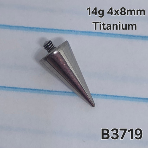 14g Titanium Silver 4x8mm Spike Dermal Implant Top B3719