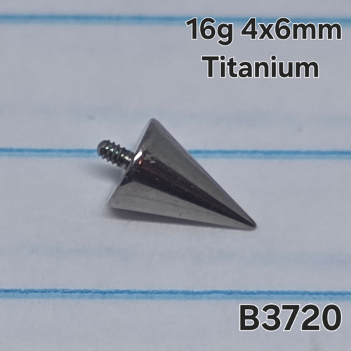 16g Titanium Silver 4x6mm Spike Dermal Implant Top B3720