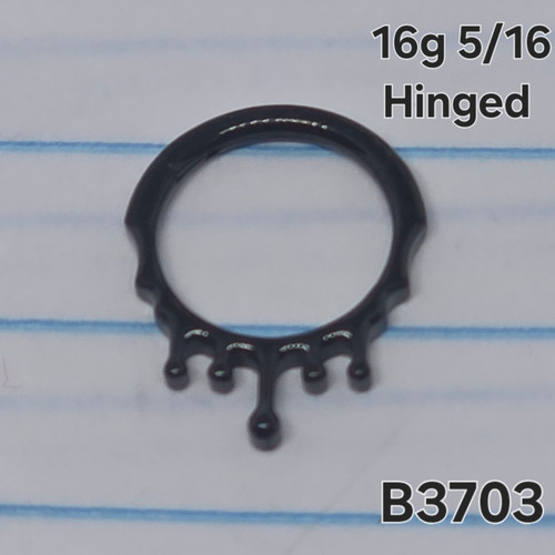 16g Titanium Black Drip 5/16 Hinged Hoop Ring B3703