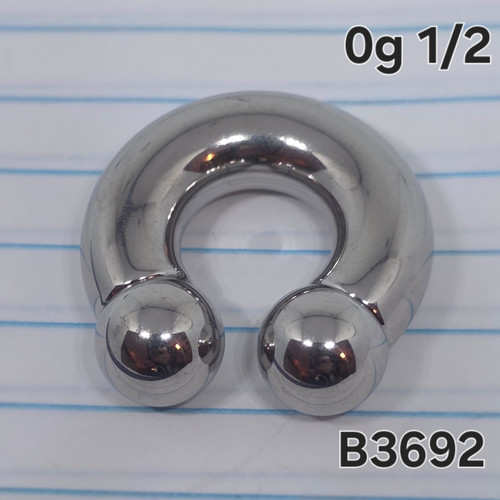 0g Silver Stainless 1/2 Horseshoe Gauges B3692 0g Silver Stainless 1/2 Horseshoe Gauges B3692
