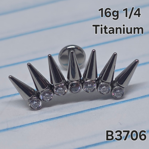 16g Titanium Spike CZ Cartlidge Crawler 1/4 Labret Ring B3706 16g Titanium Spike CZ Cartlidge Crawler 1/4 Labret Ring B3706