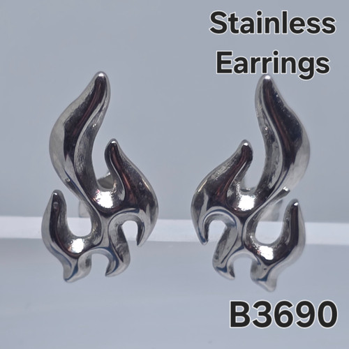 Stainless Silver Flame Stud Earrings B3690 Stainless Silver Flame Stud Earrings B3690