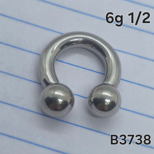 6g Stainless Silver Ball E 1/2 Horseshoe Ring Gauges B3738