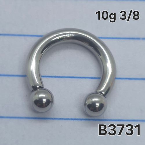 10g Stainless Silver E 3/8 Horseshoe Ring Gauges B3731