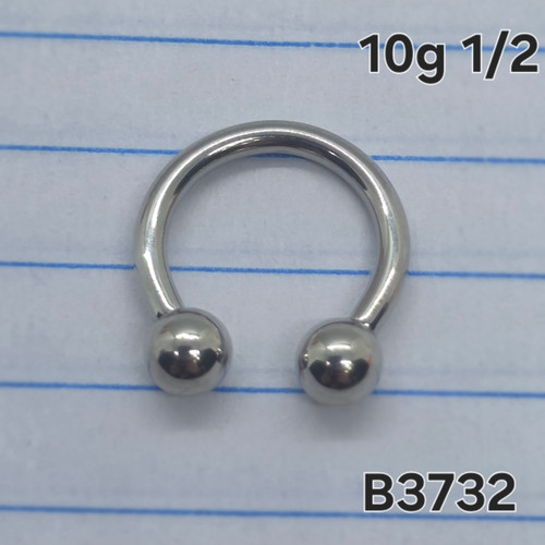 10g Stainless Silver E 1/2 Horseshoe Ring Gauges B3732