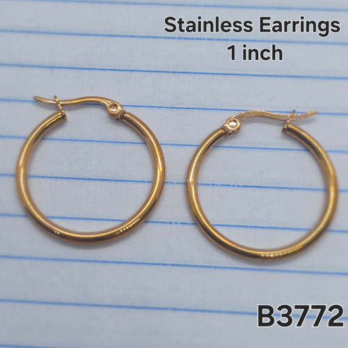 Rose Gold Stainless 1 inch Hinged Hoop Earrings B3772