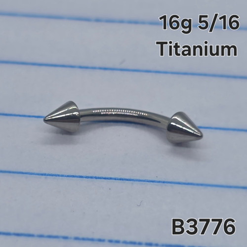 16g Silver Titanium Spike 5/16 Eyebrow Ring B3776