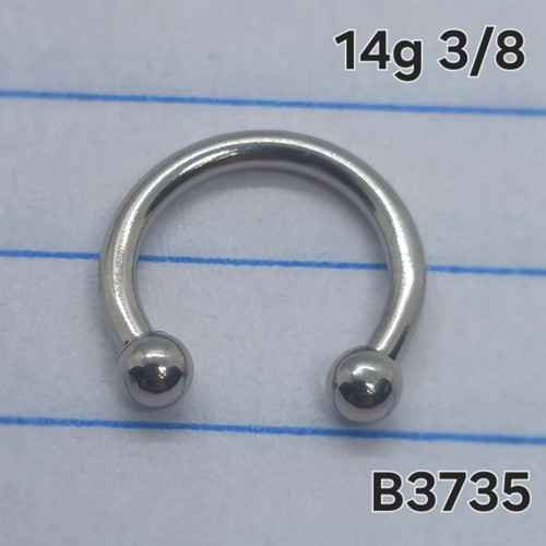 14g Stainless Ball 3/8 Horseshoe Ring Gauges B3735