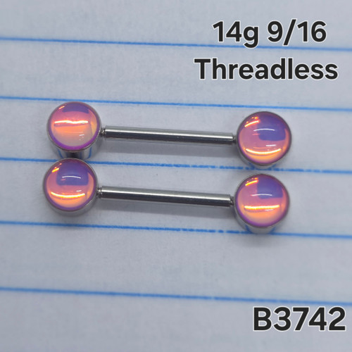14g Silver Stainless Iridescent 9/16 Nipple Rings Barbells B3742