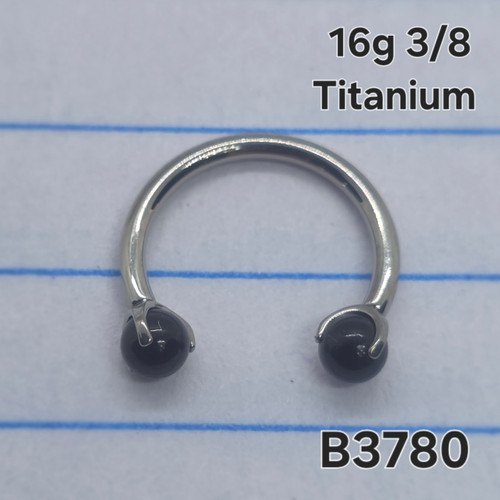 16g Titanium Black Onyx 3/8 Horseshoe Ring B3780