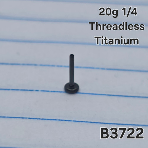 20g Black Titanium 1/4 Threadless Base Flat Back Labret B3722