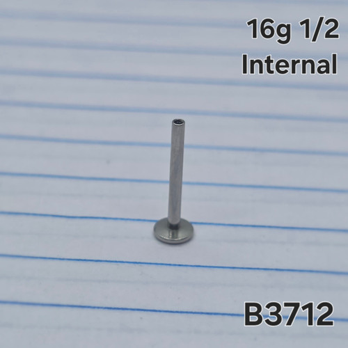16g Silver Stainless 1/2 Internally Threaded Base Flat Back Labret B3712