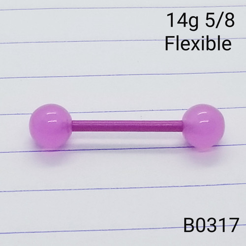 14g Flexible Purple Glitter 5/8 Tongue Nipple Ring Barbell B0317