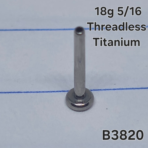 18g Titanium 5/16 Threadless Base Flat Back Labret B3820