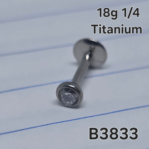 18g Titanium Round 3mm CZ 1/4 Nose Labret B3833