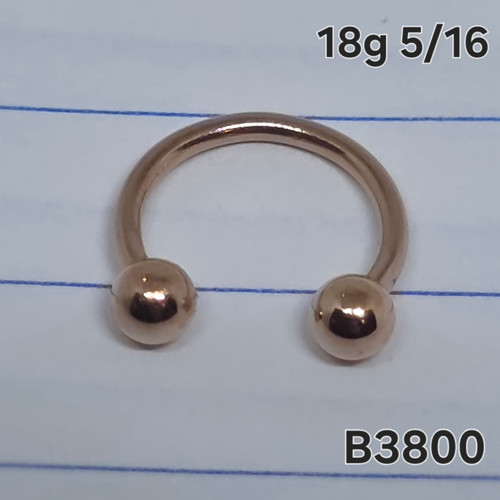 18g Rose Gold Surgical 3mm Ball 5/16 Horseshoe Ring B3800