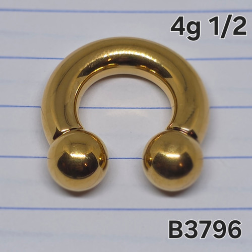 4g Gold Stainless 1/2 Horseshoe Ring Gauges B3796
