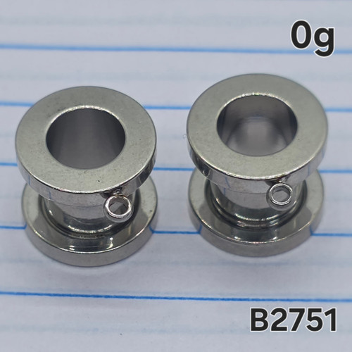 0g Silver Stainless Add Dangle Plugs Tunnels Gauges B2751