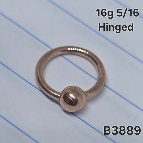 16g Rose Gold Stainless CBR 5/16 Hinged Hoop Ring B3889