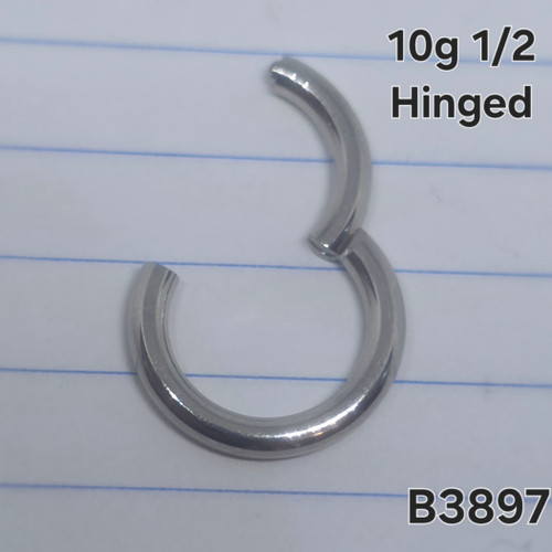 10g Silver Stainless 1/2 Hinged Hoop Seamless Ring B3897