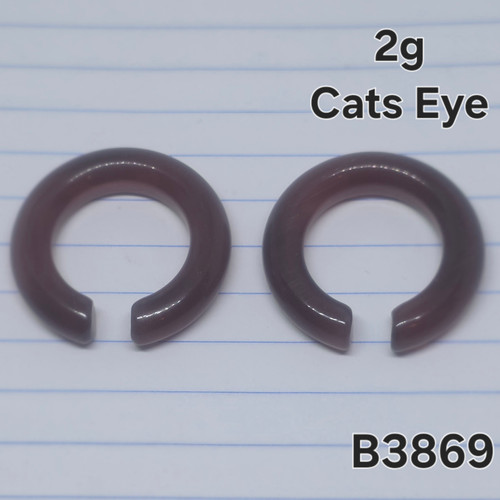 2g Purple Cats Eye Stone Hoop Taper Gauges B3869