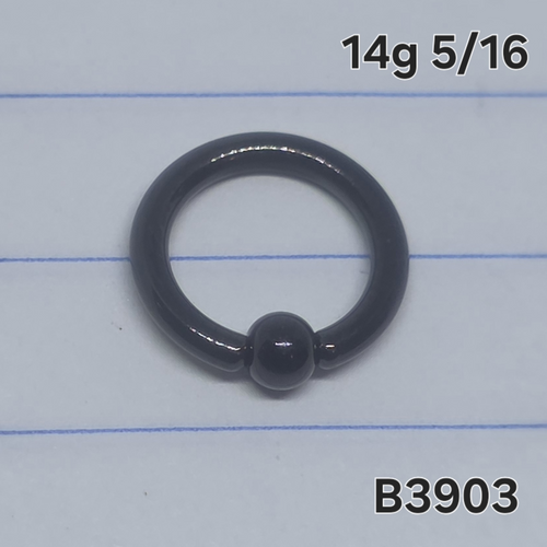14g Black 5/16 CBR/BCR Captive Ring B3903