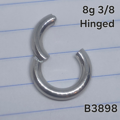 8g Stainless Silver 3/8 Hinged Hoop Seamless Ring B3898
