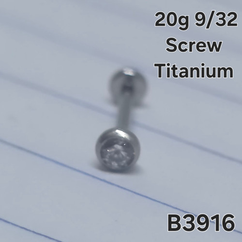 20g Titanium Round 2.5mm CZ 9/32 Nose Labret B3916