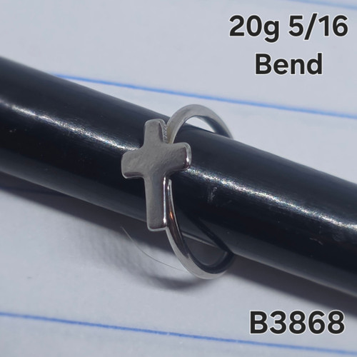 20g Silver Stainless Cross Bend 5/16 Nose Hoop Ring B3868