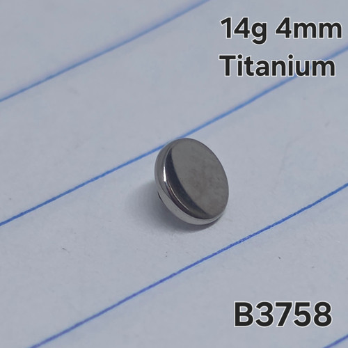 14g Titanium Silver 4mm Disc Dermal Implant Top B3758