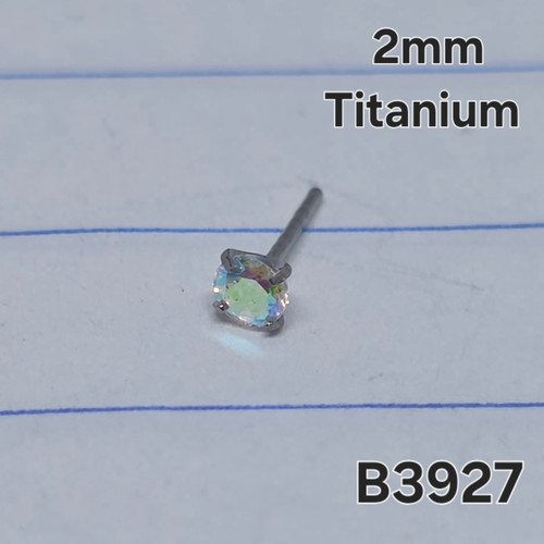Threadless Titanium Silver 2mm AB Top B3927