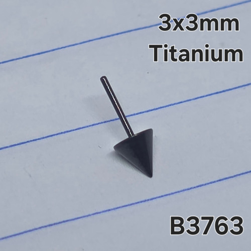 Threadless Titanium Black 3x3mm Spike Top B3763