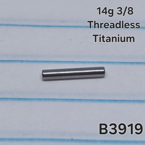 14g Titanium 3/8 Threadless Straight Barbell B3919