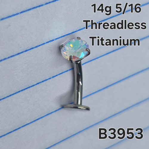 14g Titanium 5mm AB CZ Threadless 5/16 Floating Belly Ring B3953