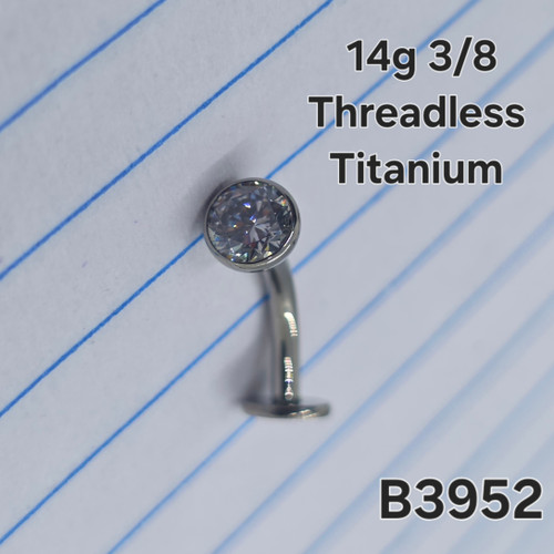 14g Titanium CZ Threadless 3/8 Floating Belly Ring B3952
