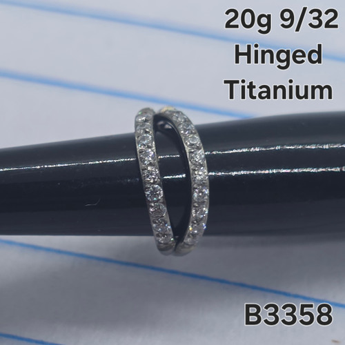 20g Titanium CZ Double Hinged  9/32 Nose Hoop B3358