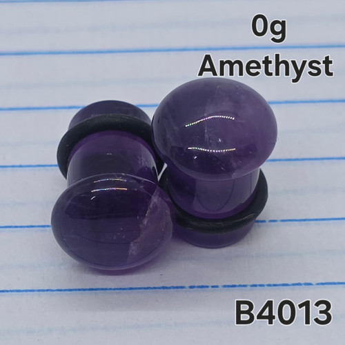 0g Amethyst Stone Single Flare Gauges Plugs B4013