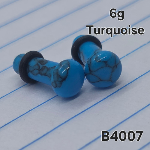 6g Organic Turquoise Stone Plugs Tunnels Gauges B4007