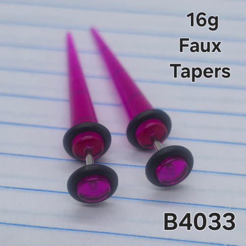 16g Purple Acrylic Faux Tapers Plugs Earrings B4033