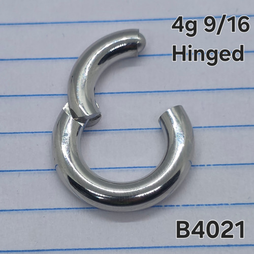 4g Silver Stainless 9/16 Hinged Hoop Seamless Ring B4021