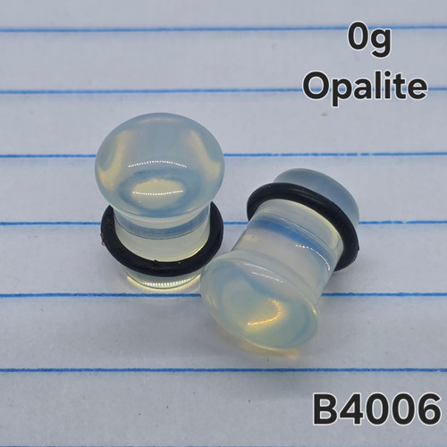 0g Opalite Stone Single Flare Gauges Plugs B4006