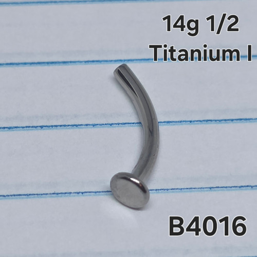 14g Titanium Floating Belly 1/2 Curved Threadless Base Flat Back B4016