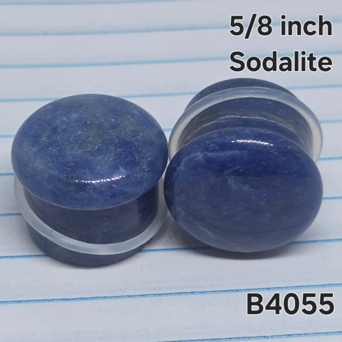 5/8 inch Blue Sodalite Organic Plugs Gauges B4055