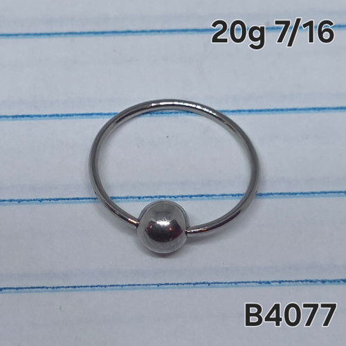 20g Silver Stainless CBR BCR 7/16 Nose Hoop Ring B4077