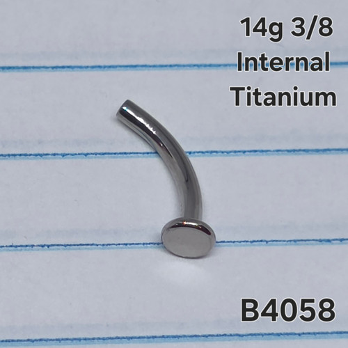 14g Titanium Floating Belly 3/8 Curved Threadless Base Flat Back B4058