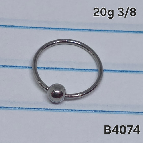 20g Silver Stainless CBR BCR 3/8 Nose Hoop Ring B4074