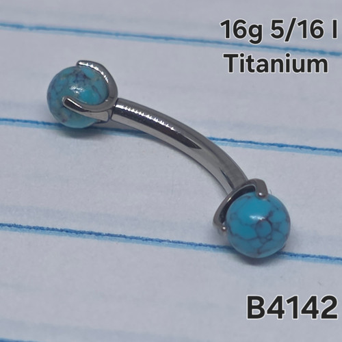 16g Titanium Silver Turquoise 5/16 Eyebrow Ring B4142