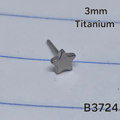 Threadless Titanium Silver 3mm Star Top B3724