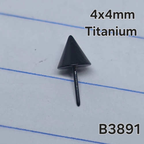 Threadless Titanium Black 4x4mm Spike Top B3891